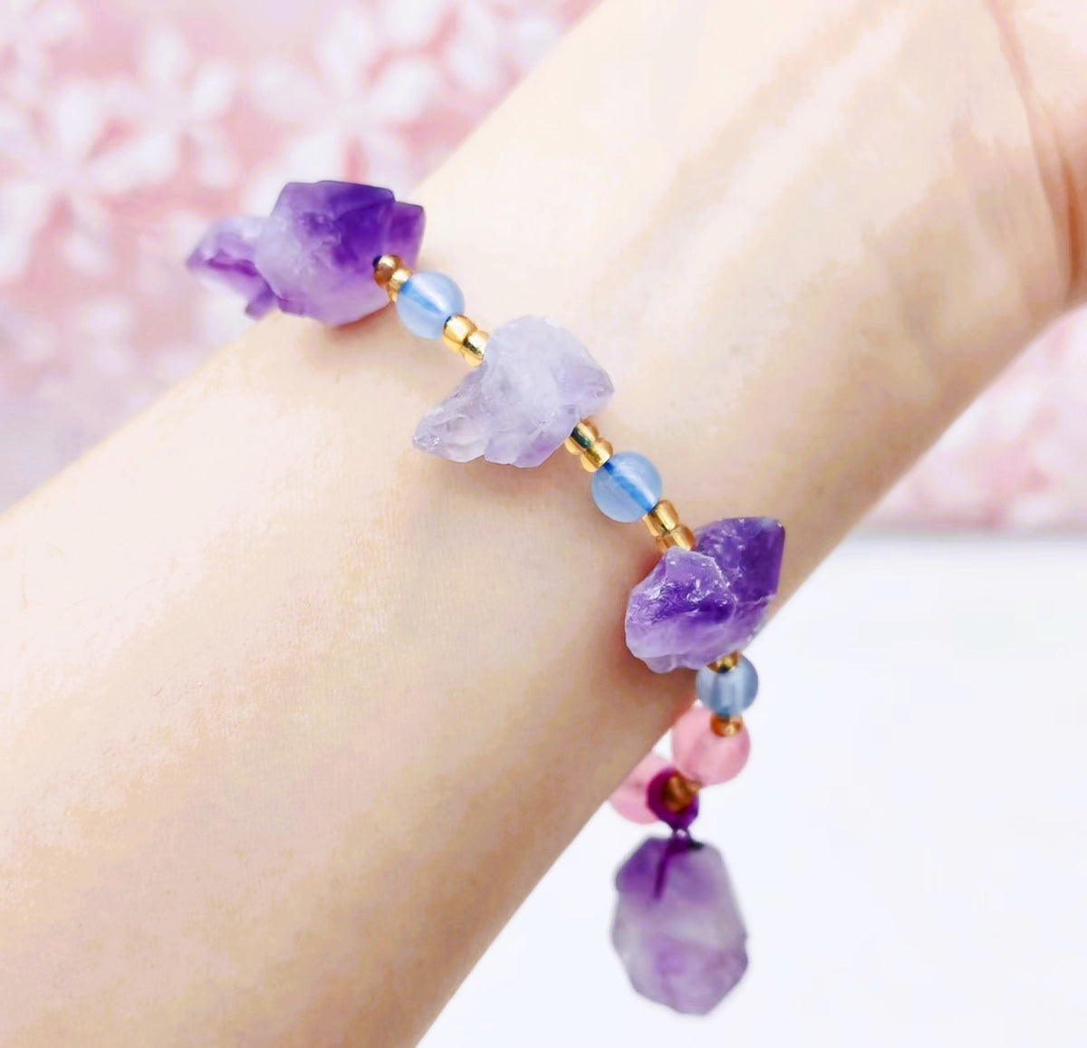 Rocky Amethyst Beaded Bracelet Healing Crystal Energy Quartz Jewelry Women Men Girl Birthday Gift