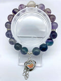 Unique Design Fluorite Semi Precious Gemstones 10mm 8mm Round Beads Crystal Stretch Bracelets 7.5 Inch Unisex