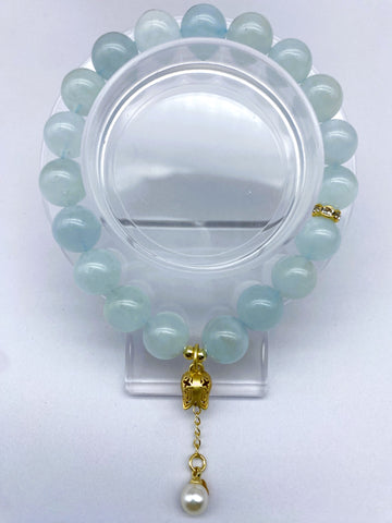 Aquamarine Collection Gorgeous Gemstone Beaded Bracelet for Men Women