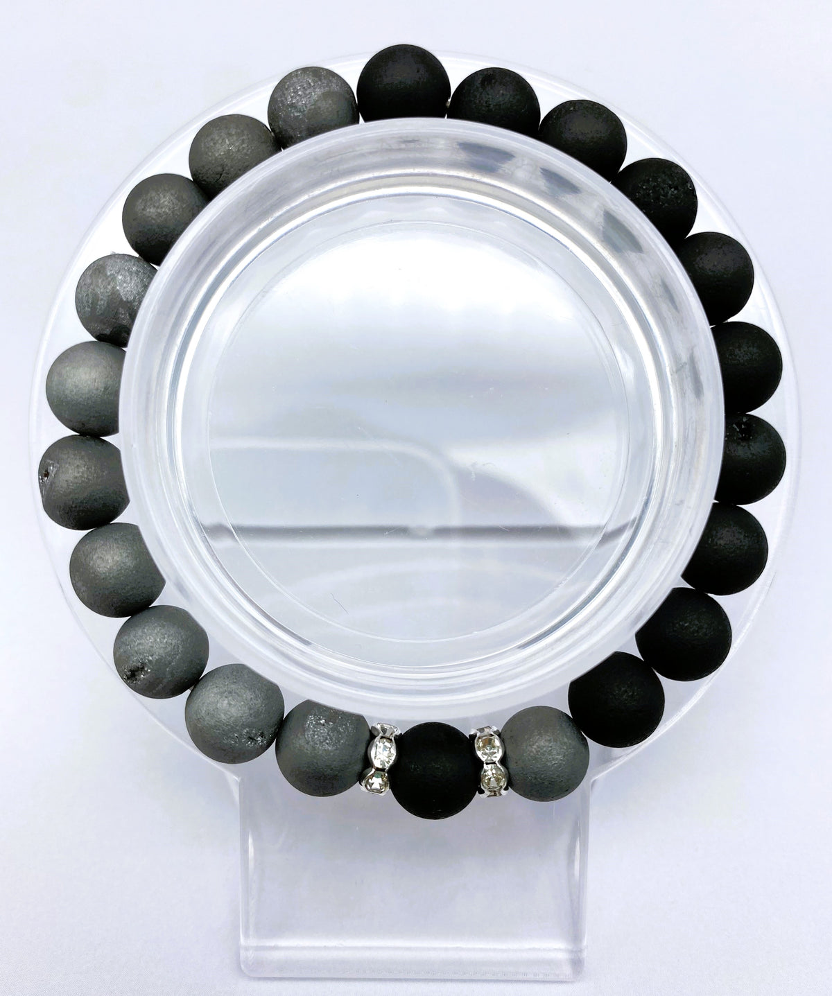 Unique Design 8mm 10mm Druzy Agate Bracelet Collection Gemstone Round Beads Stretch Bracelet 7.5 Inch Unisex