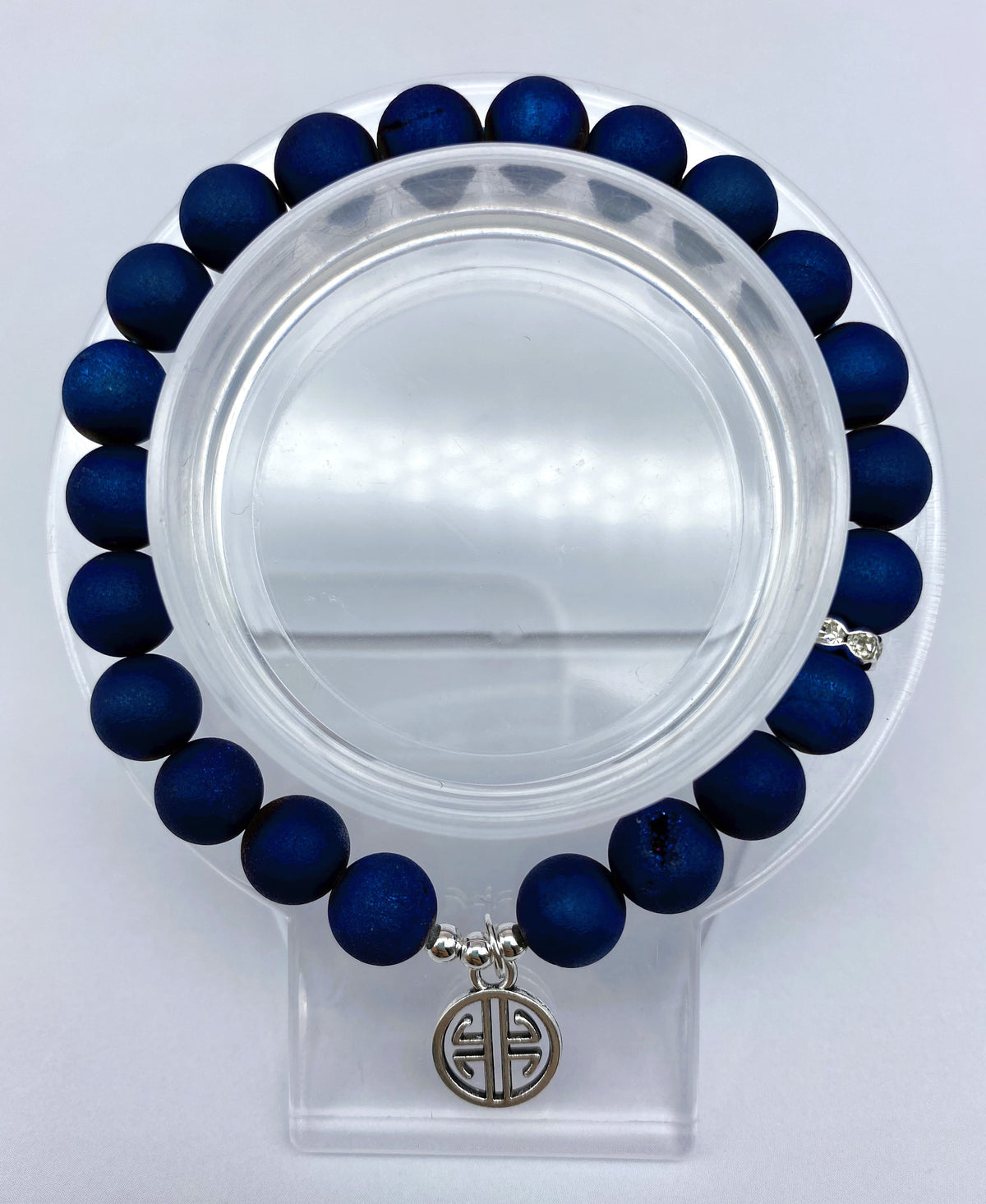 Unique Design 8mm 10mm Druzy Agate Bracelet Collection Gemstone Round Beads Stretch Bracelet 7.5 Inch Unisex