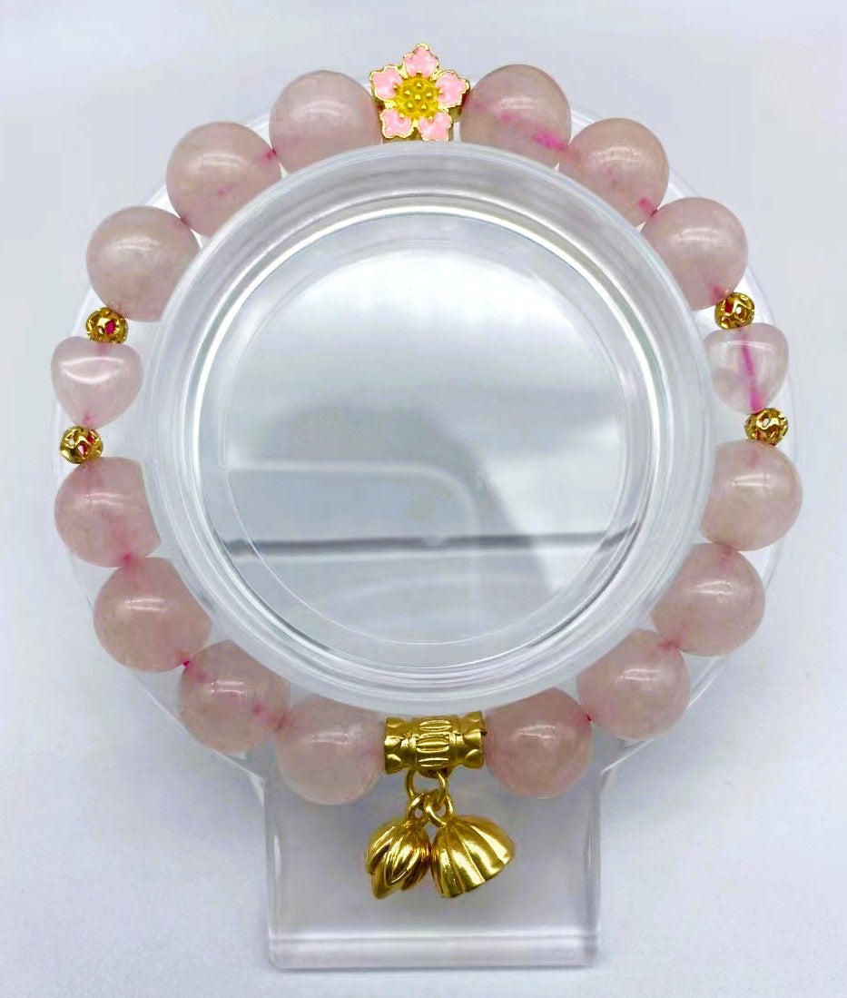 Cute Design Rose Quartz Bracelet Collection 8mm 10mm Beads 7.5inches Healing Crystal Quartz Energy Chakras Jewelry