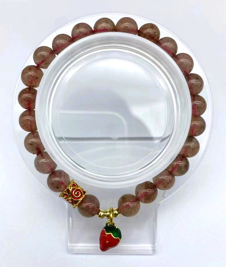 Strawberry Quartz Collection 7mm 8mm Gorgeous Gemstone 8mm Beaded Bracelet for Men Women
