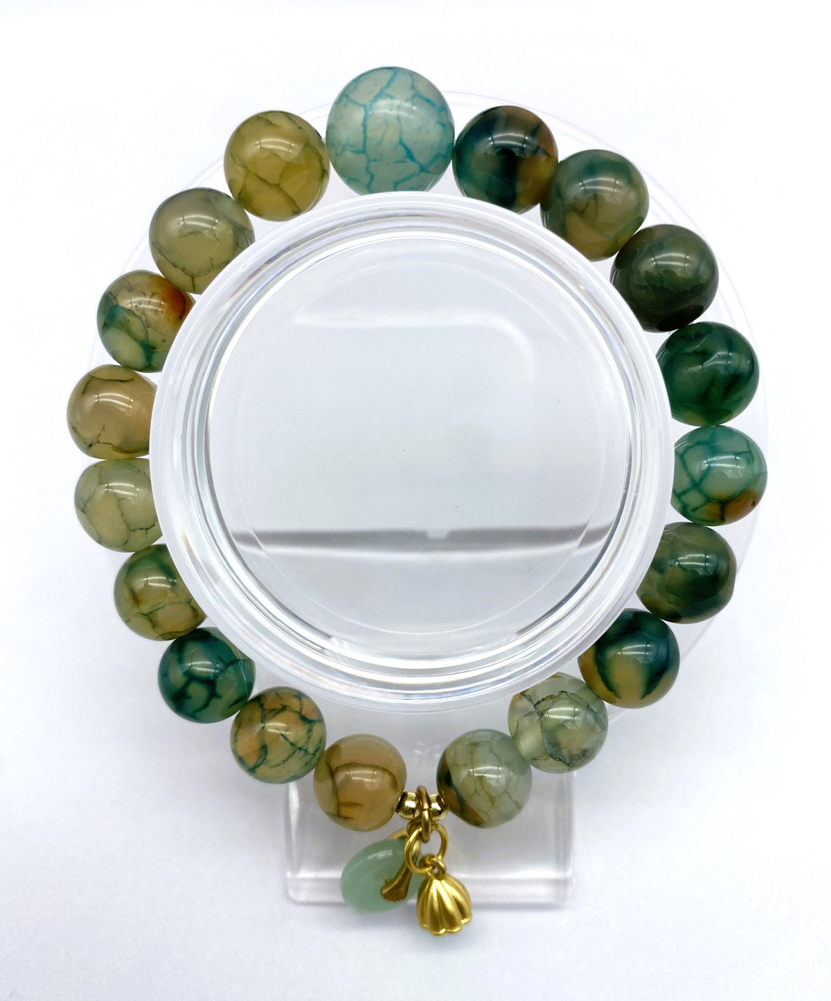 10mm 12mm Unique Design Dragon Vein Agate Bracelet Natural Stretch 7.5inches Healing Crystal