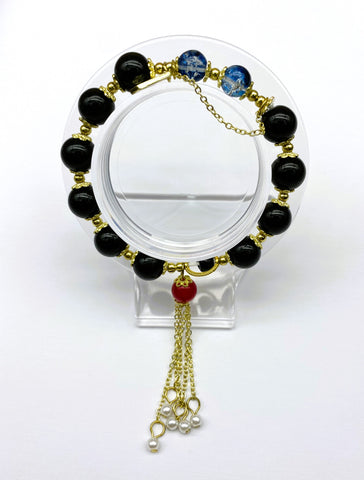 8mm Black Onyx Special Design Collection Beaded Bracelet  Stone Bracelet for Men Women
