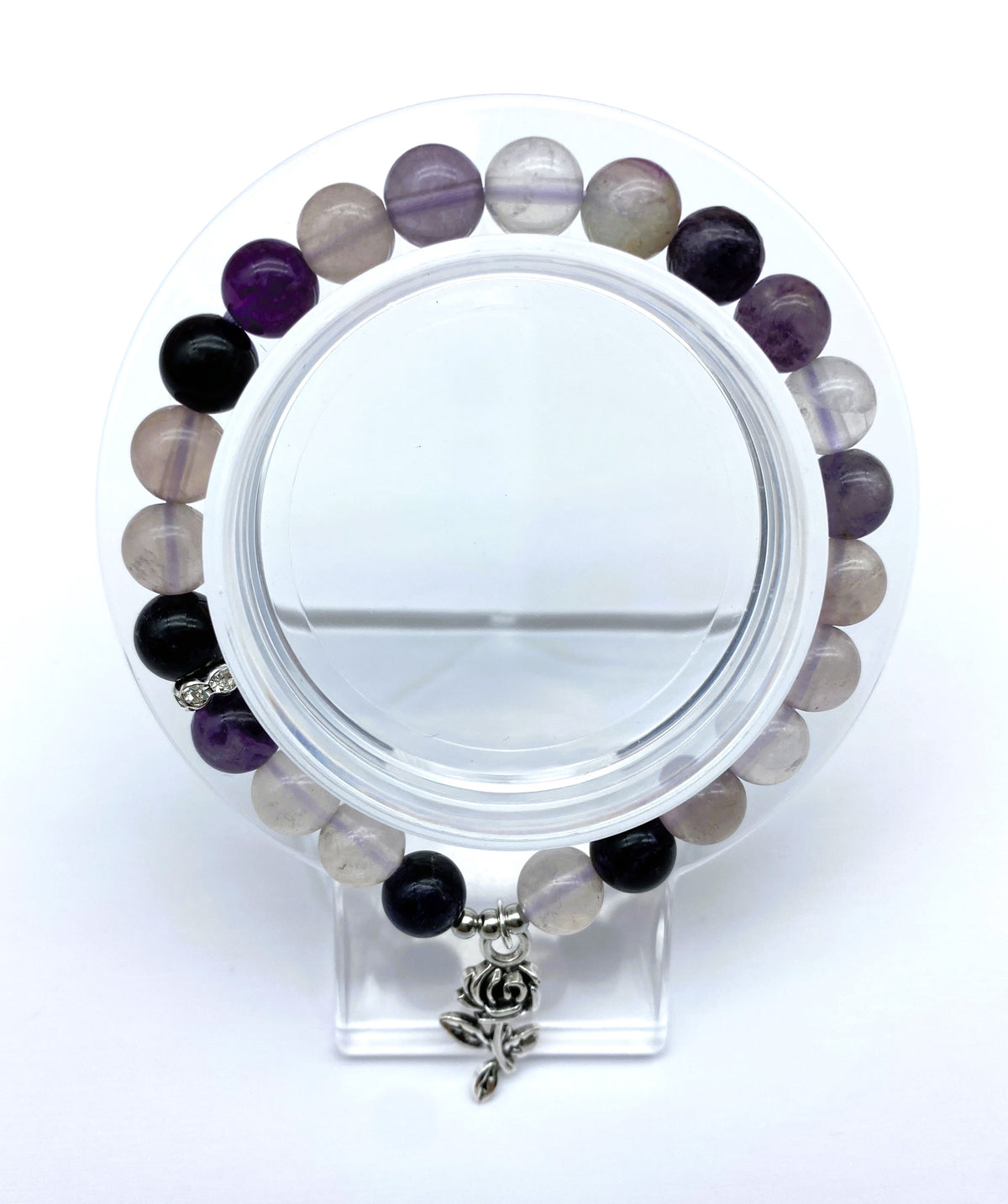 Unique Design Fluorite Semi Precious Gemstones 10mm 8mm Round Beads Crystal Stretch Bracelets 7.5 Inch Unisex