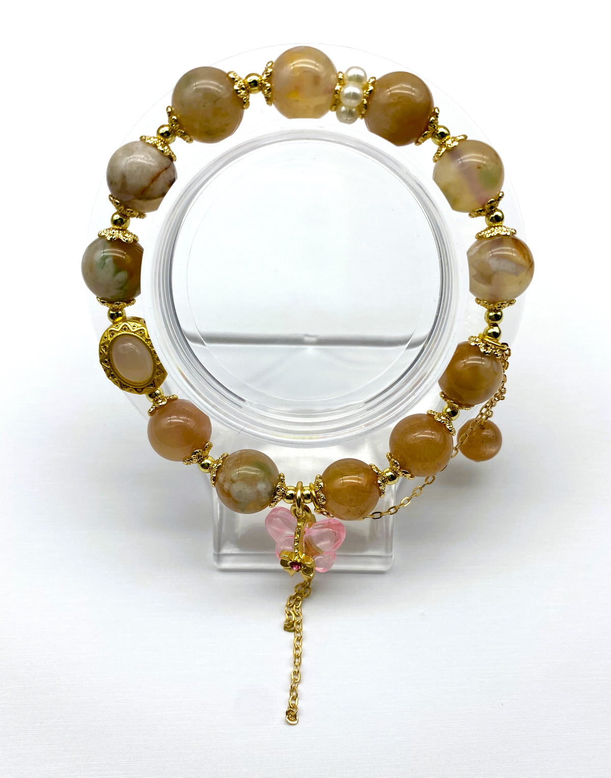 Sakura Agate Collection 8mm 11mm Gorgeous Gemstone 8mm Beaded Bracelet for Men Women