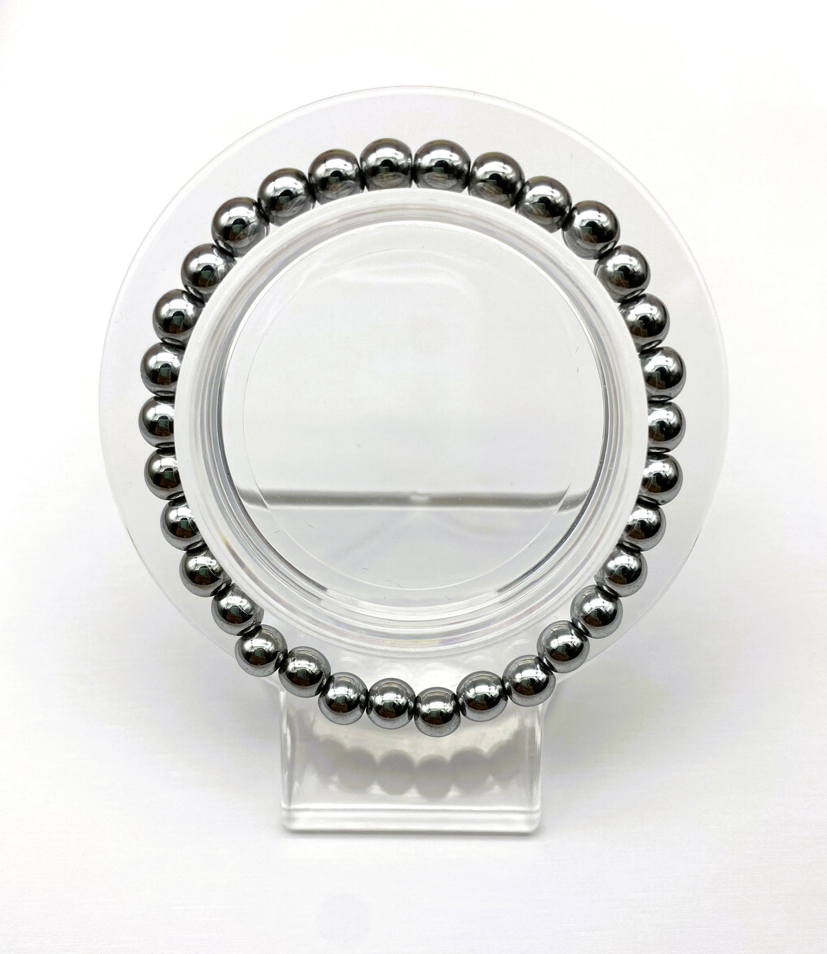 Hematite $1.99 Plain Design  8mm 6mm Bracelet Collection Gemstone Round Beads Stretch Bracelet 7.5 Inch Unisex