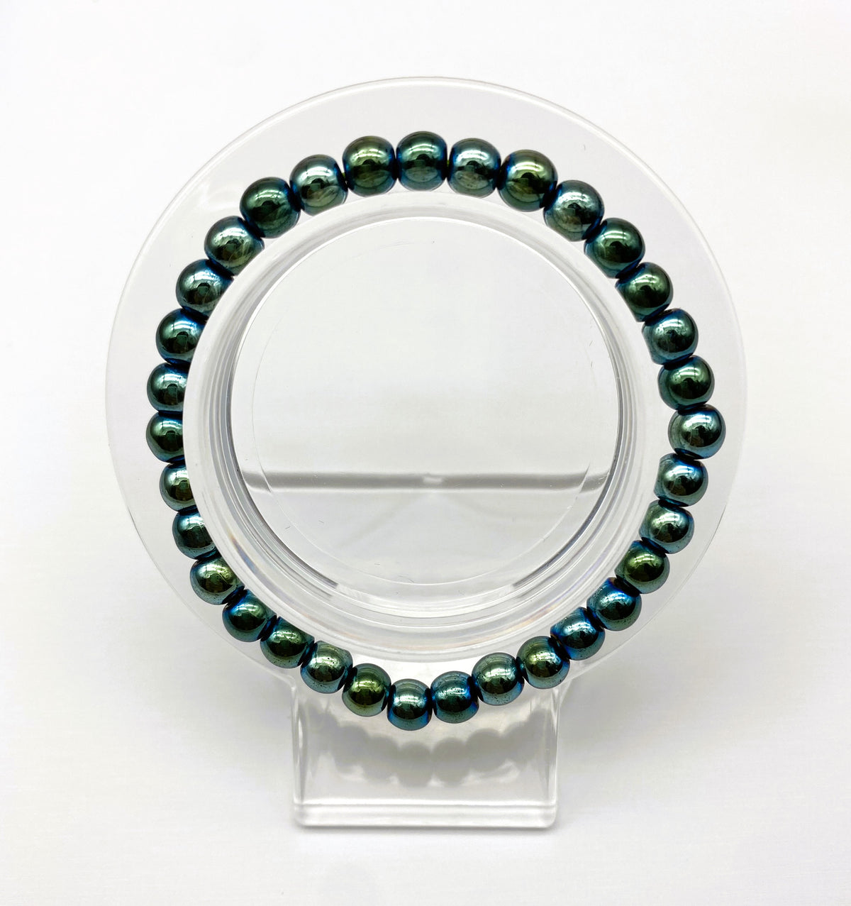 Hematite $1.99 Plain Design  8mm 6mm Bracelet Collection Gemstone Round Beads Stretch Bracelet 7.5 Inch Unisex